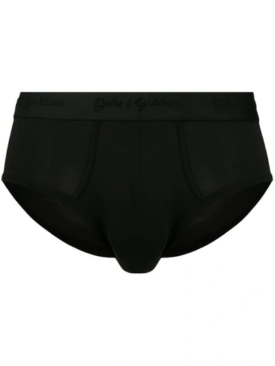 Dolce & Gabbana Logo Embroidered Briefs In Black