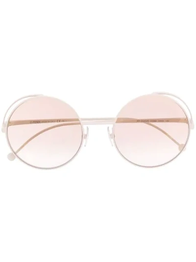 Fendi Pink Round-frame Sunglasses In White