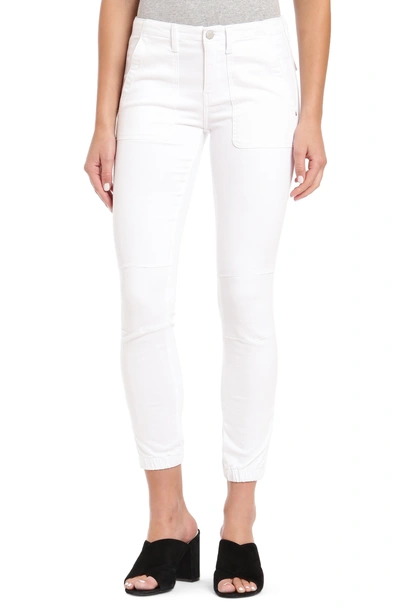 Mavi Jeans Ivy Zip Cuff White Cotton Blend Twill Pants In White Twill