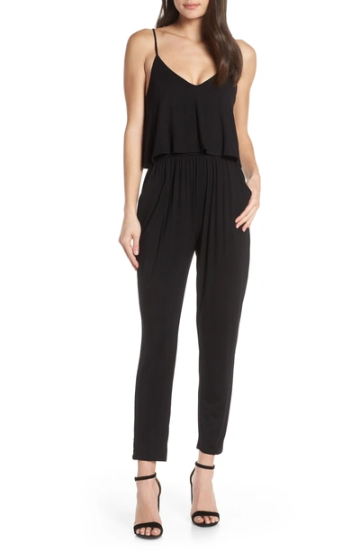 Bb Dakota One And Done Popover Jersey Jumpsuit In Black