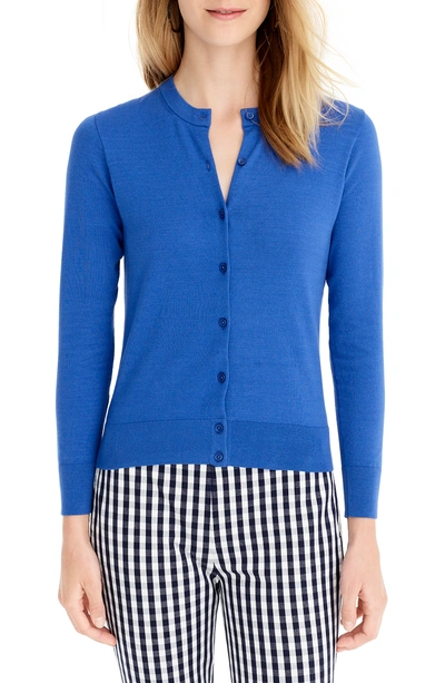 Jcrew Jackie Cotton Blend Cardigan In Brilliant Sapphire ModeSens