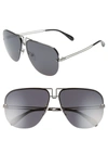 Givenchy 64mm Oversize Aviator Sunglasses In Ruthenium/ Black