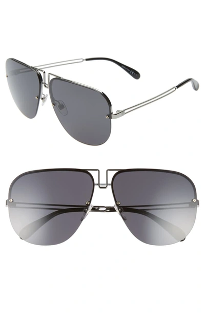 Givenchy 64mm Oversize Aviator Sunglasses In Ruthenium/ Black
