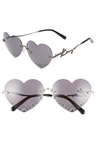 Kenzo 63mm Oversize Rimless Heart Sunglasses - Matte Dark Ruthenium/ Smoke