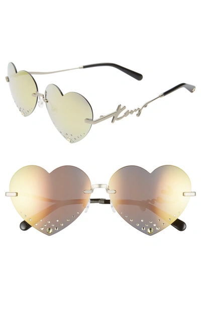Kenzo Women's Embellished Mirrored Heart Sunglasses, 63mm In Gold/ Gold