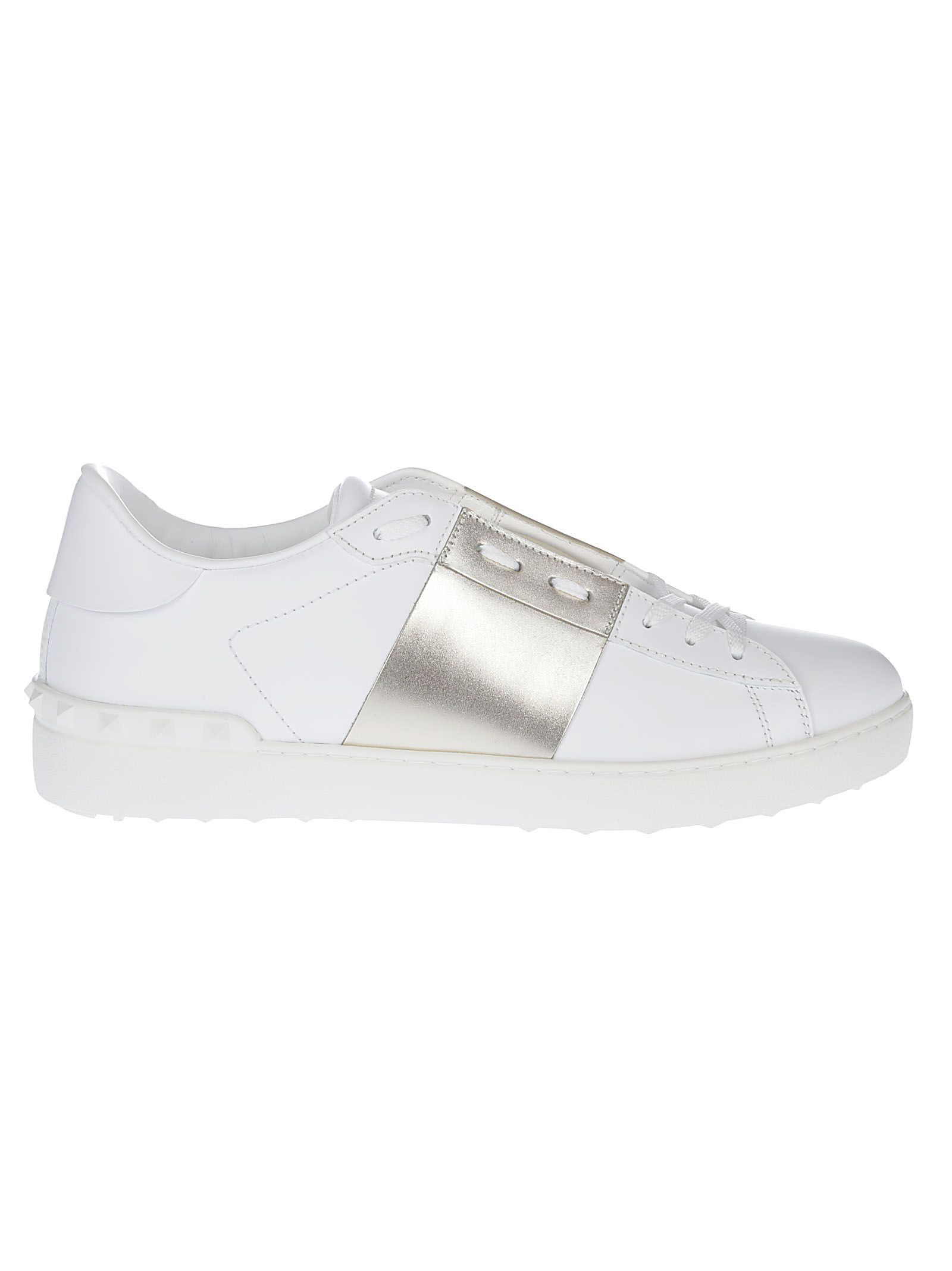 Valentino Garavani Studded Sneakers In White Gold | ModeSens