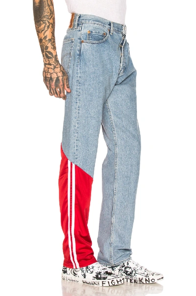 Vetements Cotton Denim Jeans W/ Jersey Detail In Multicolor