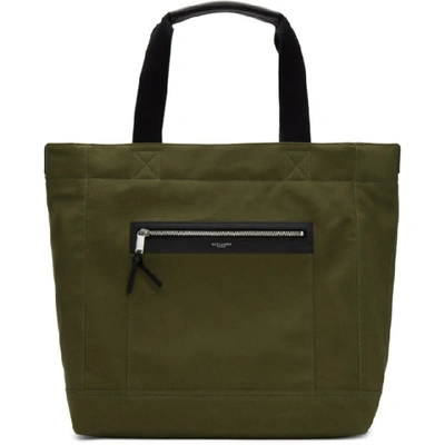 Saint Laurent City Gabardine Tote In Green