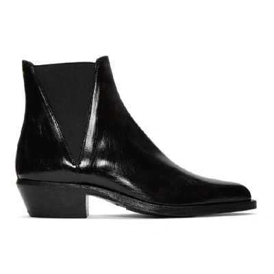 Saint Laurent Dakota Chelsea Boots In Shiny Leather In Black