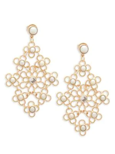 Atelier Mon White Pearl And Crystal Link Earrings In Gold