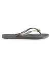 Havaianas Slim Crystal Poem Flip Flops In Steel Grey