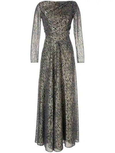 Talbot Runhof Patterned Wrap Dress In Metallic