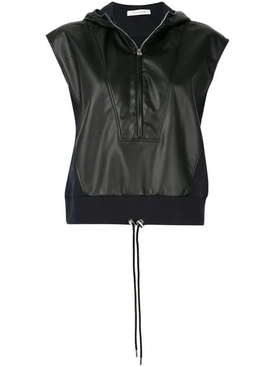 Cedric Charlier Half-zip Hooded Sweatshirt In Black