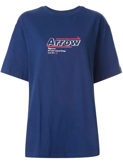 Ader Error Arrow Print Oversized T-shirt In Blue