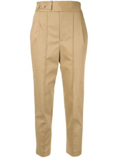Frei Ea High Waisted Cropped Trousers In Brown