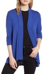 Bobeau High/low Jersey Cardigan In Cobalt