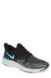 Nike Odyssey React 2 Flyknit Running Shoe In Black/ Blue Fury/ Aviator Grey
