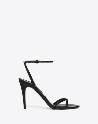 Valentino Garavani Vlogo Thin Strap Laminated Nappa Sandal 100mm In Black