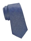 Emporio Armani Textured Solid Silk-blend Tie In Blue