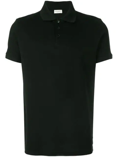 Saint Laurent Monogram Polo Shirt In 1000 Black
