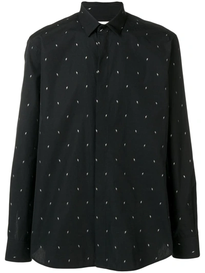 Saint Laurent Lamé Mini Lightning Bolt Shirt In Black