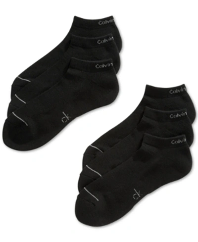 Calvin Klein Six-pack Athletic Stripe Ankle Socks In Black