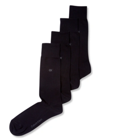 Calvin Klein Men's Socks, 4 Pack Solid In Black