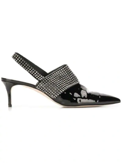 Christopher Kane Crystal Sling Back Shoe In Black