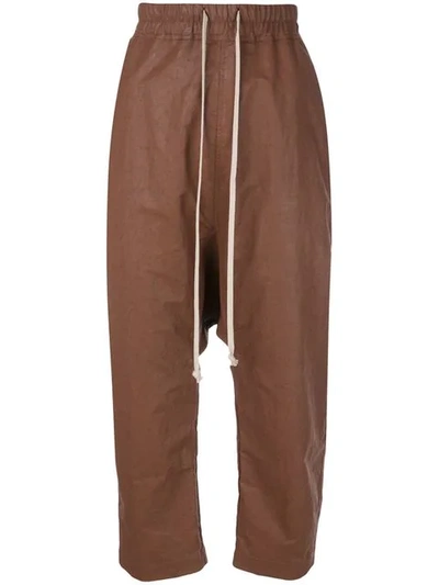 Rick Owens Dropped Crotch Trousers In Brown