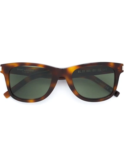 Saint Laurent Rectangular Frame Sunglasses In Brown