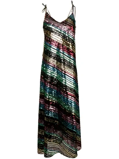 Athena Procopiou Rainbow Sequin Evening Dress In Black