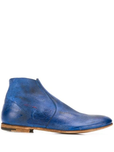 Premiata Paint Splat Ankle Boots In Blue