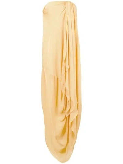 Jacquemus Strapless Drape Dress In Yellow
