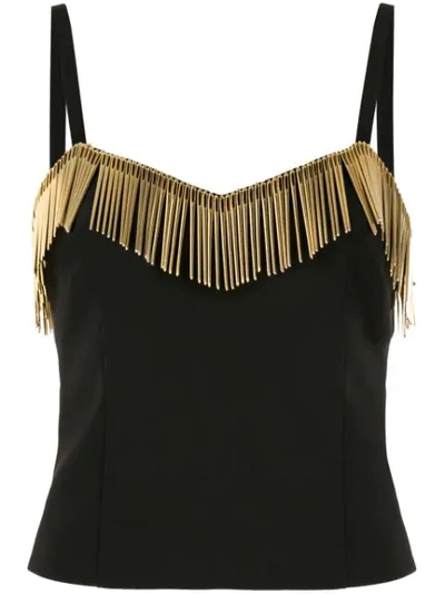 Moschino Needle Embellished Top In Black