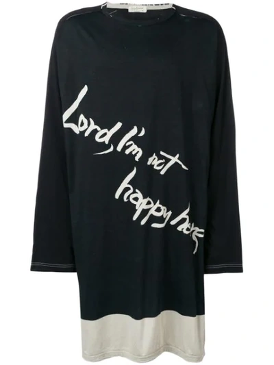 Yohji Yamamoto Slogan Print Oversized Sweatshirt In Black