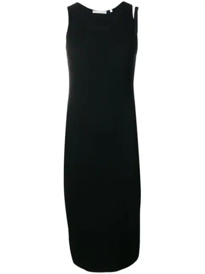 Helmut Lang Sleeveless Knitted Midi Dress In Black