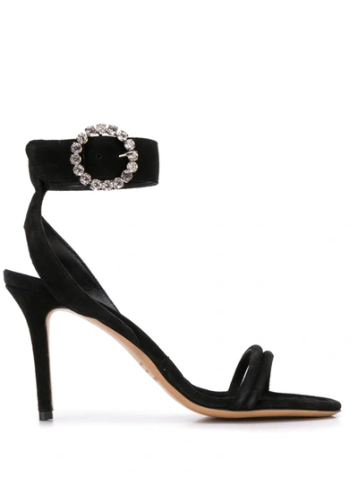 Isabel Marant Alapee Crystal-embellished Suede Sandals In Black