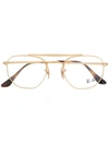 Ray Ban Ray-ban Top Bar Round Glasses - Gold
