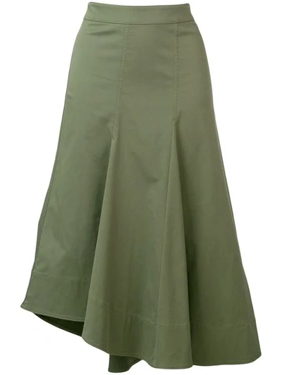 Brunello Cucinelli Asymmetric Flared Skirt In Green