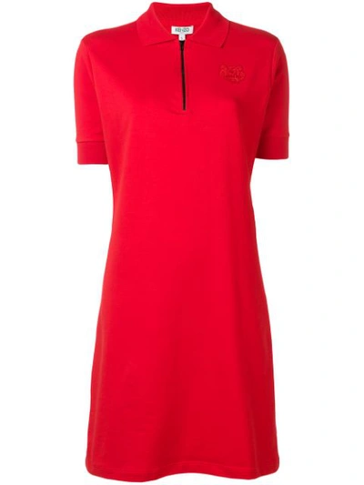 Kenzo Zip Polo Dress In Red