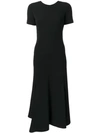 Victoria Beckham Asymmetric Short Sleeve Dress In Black