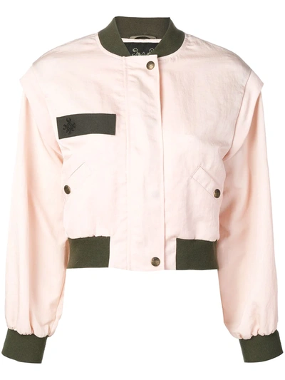 Mr & Mrs Italy Contrast Trim Bomber Jacket In Pink