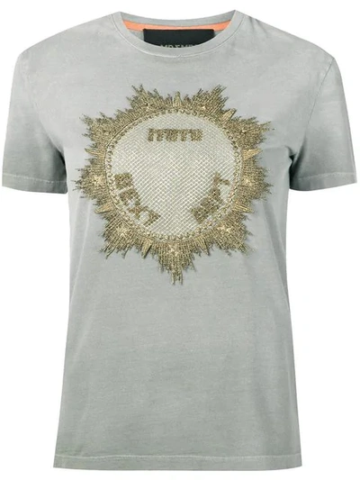 Mr & Mrs Italy Metallic Embroidered T-shirt In Grey