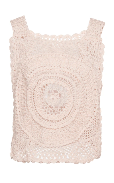 Alberta Ferretti Eyelet Cotton Knit Top In Pink