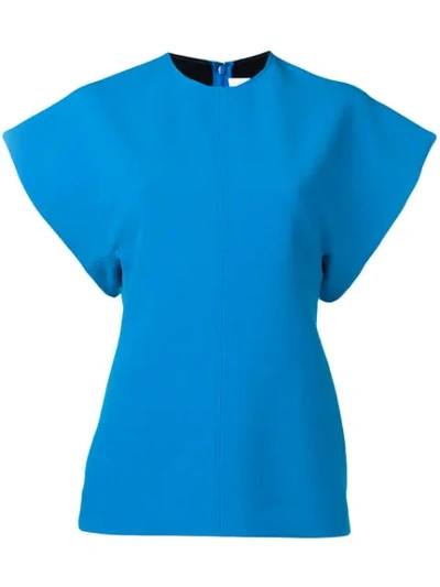 Victoria Victoria Beckham Turquoise Short Sleeve Top In Blue