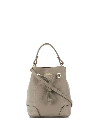 Furla Mini Stacy Bucket Bag In Grey
