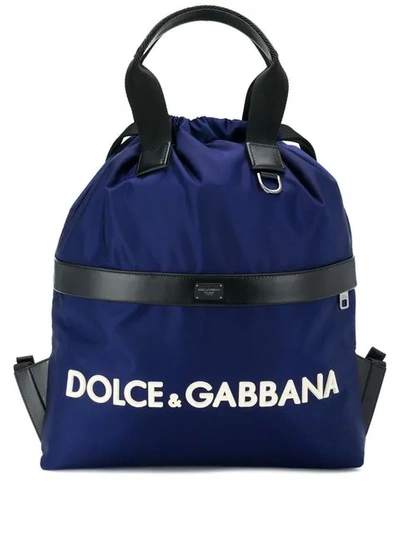 Dolce & Gabbana Logo Print Shell Backpack In Blue
