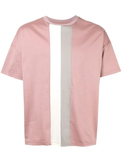Factotum Centre Stripe T-shirt In Pink
