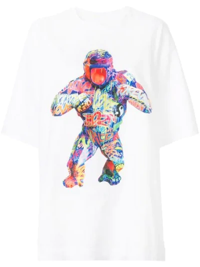 Juunj Gorilla Print T-shirt In White