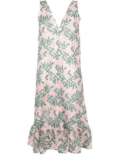 Rokh Floral Print Dress In Green